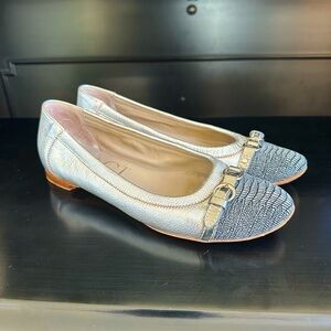 AGL Cap Toe Silver Ballet Flats 8.5